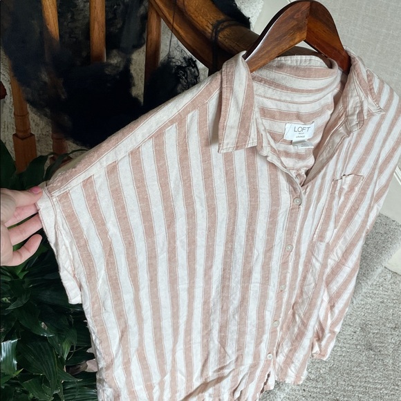LOFT Lounge Linen Striped Blouse - Picture 4 of 9